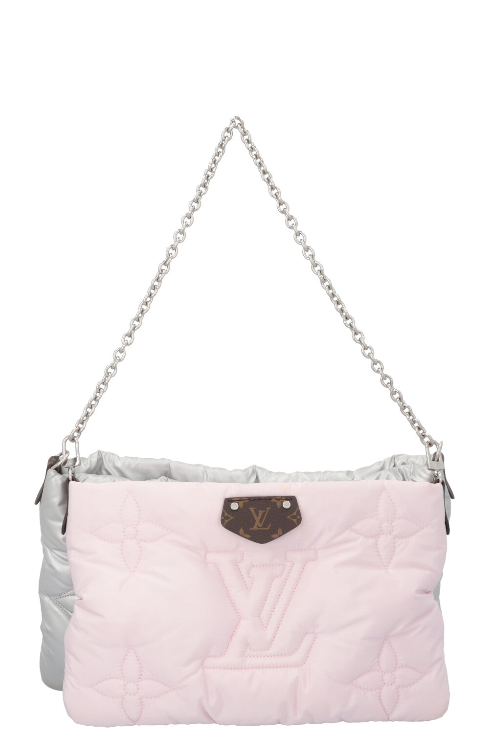 LOUIS VUITTON Maxi Multi Pochette Bag Nylon Rose Silver