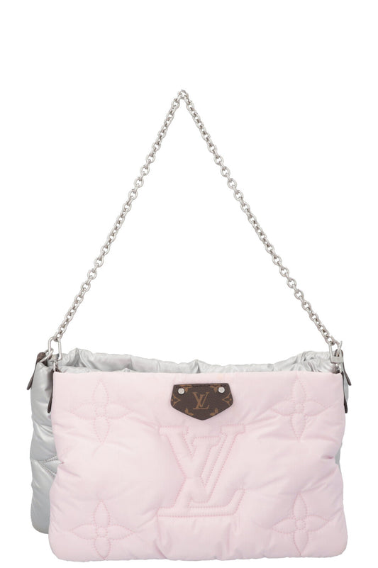 LOUIS VUITTON Maxi Multi Pochette Bag Nylon Rose Silver