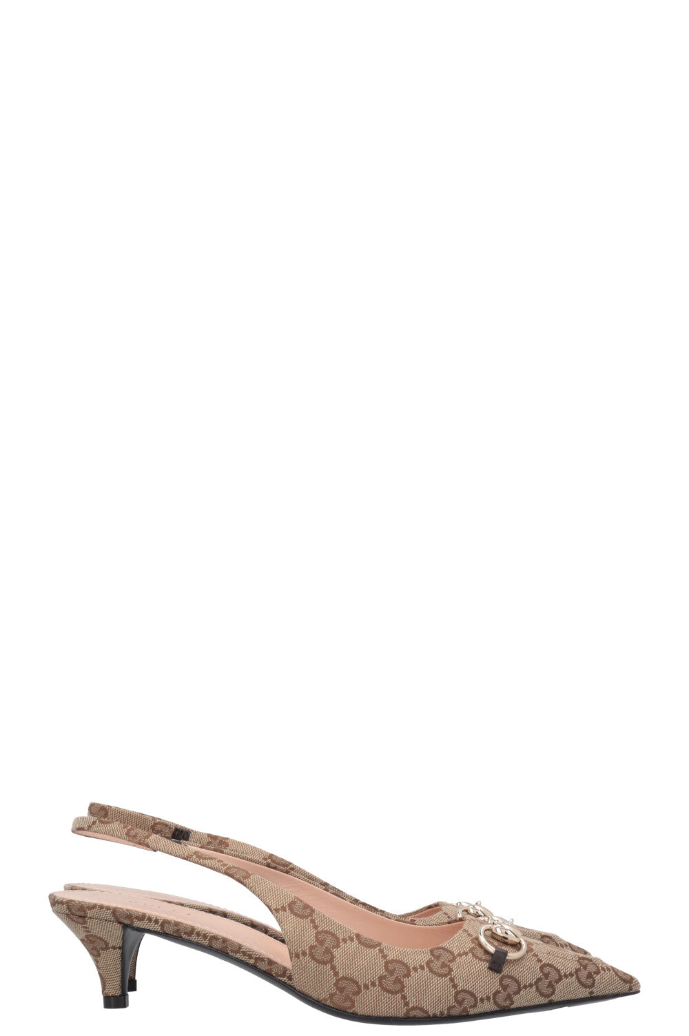 GUCCI Horsebit Kitten Heels GG Canvas