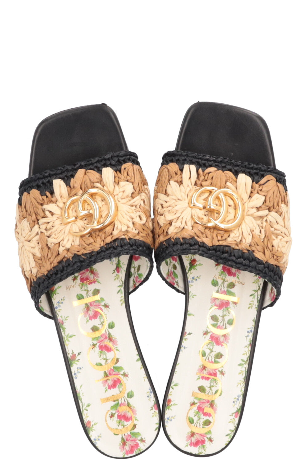 GUCCI Marmont Raffia Flats