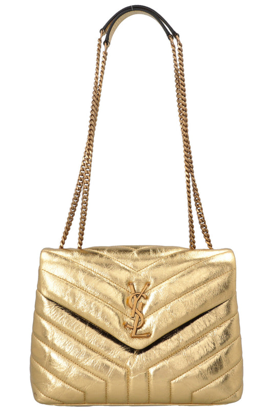SAINT LAURENT Small Loulou Crossbody Bag Gold