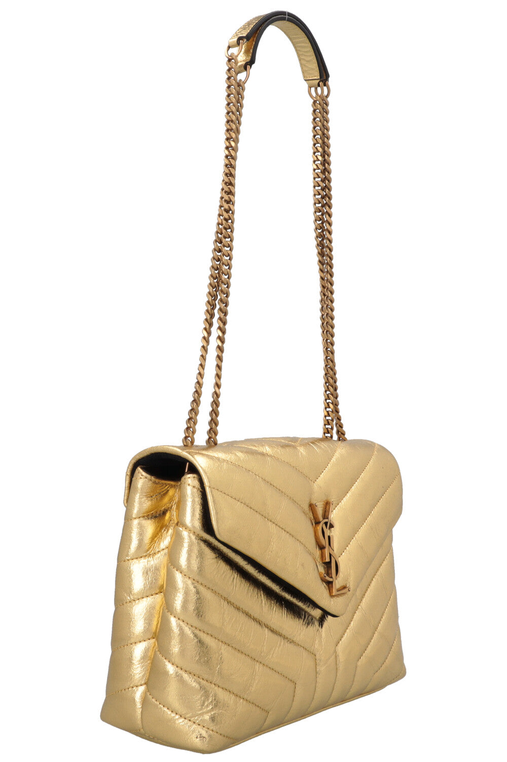 SAINT LAURENT Small Loulou Crossbody Bag Gold