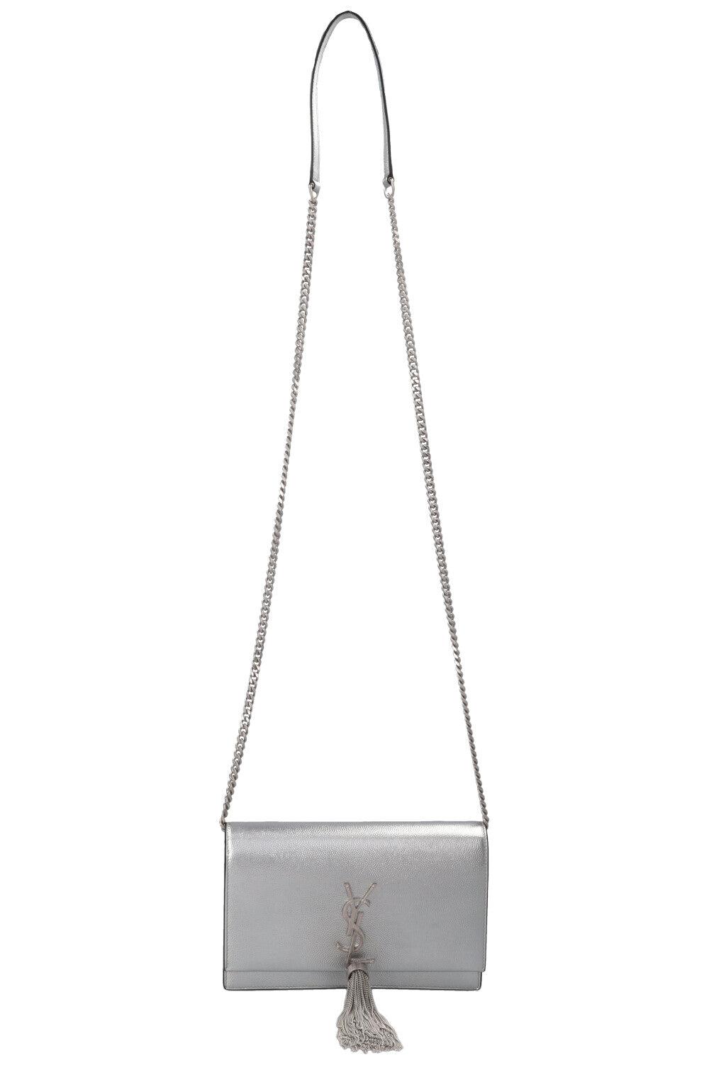 SAINT LAURENT Small Kate Tassel Crossbody Bag Silver
