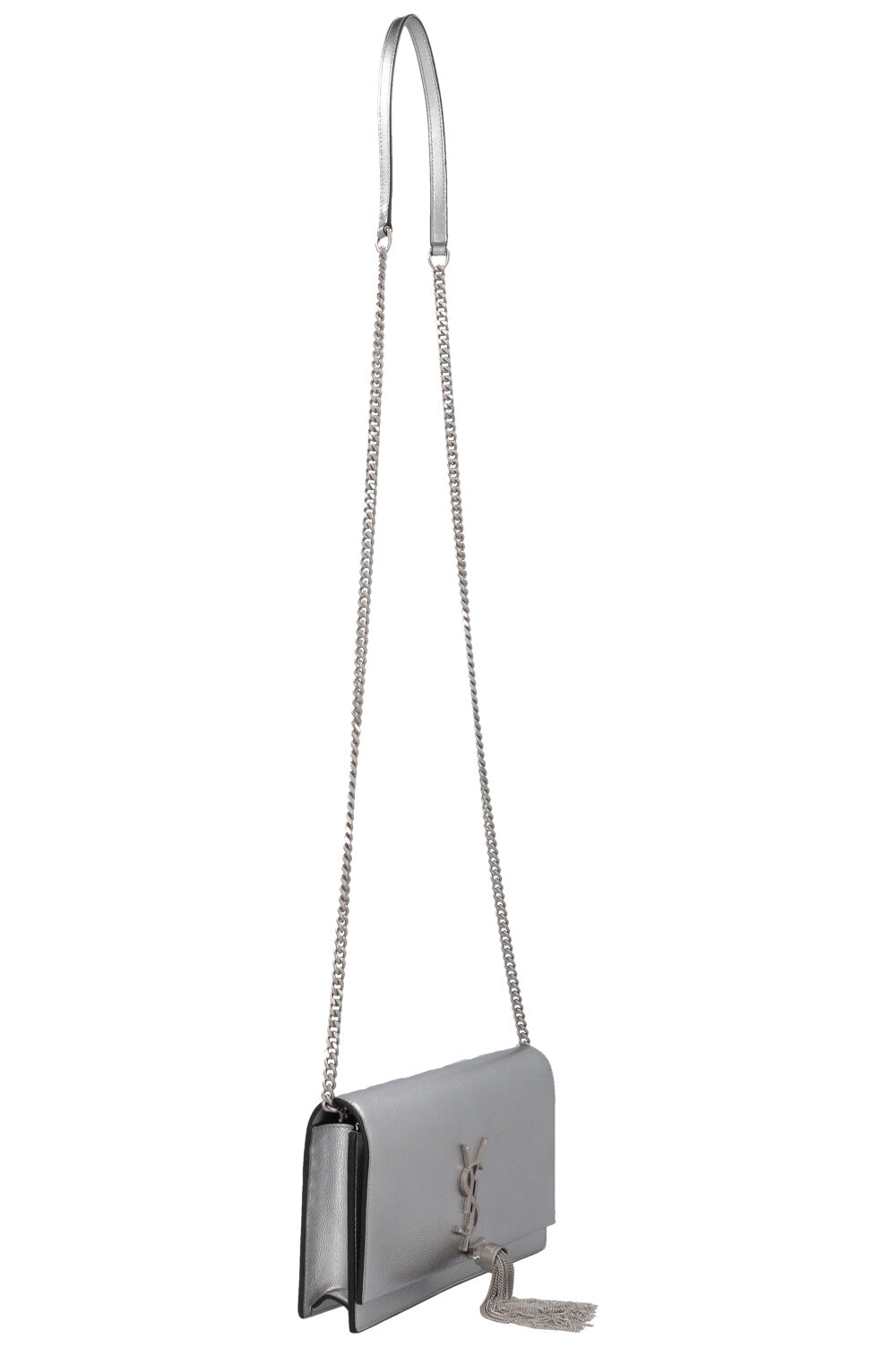 SAINT LAURENT Small Kate Tassel Crossbody Bag Silver