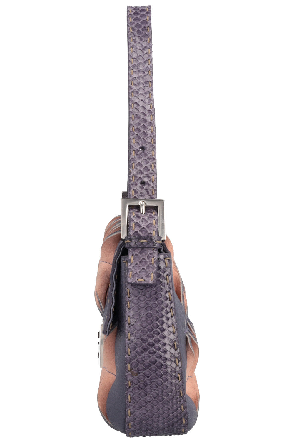 FENDI Selleria Baguette Bag Python Purple Pink