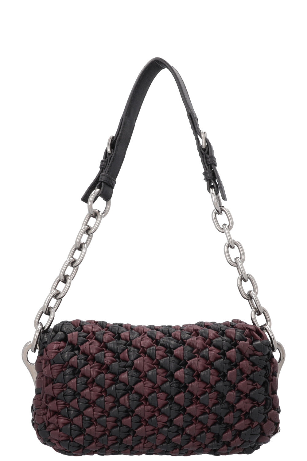 PRADA Knotted Bag Leather Black Purple