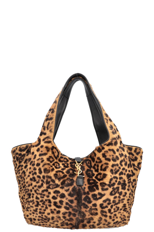 SAINT LAURENT Le 5 A 7 Bea Leopard Calf Hair Tote