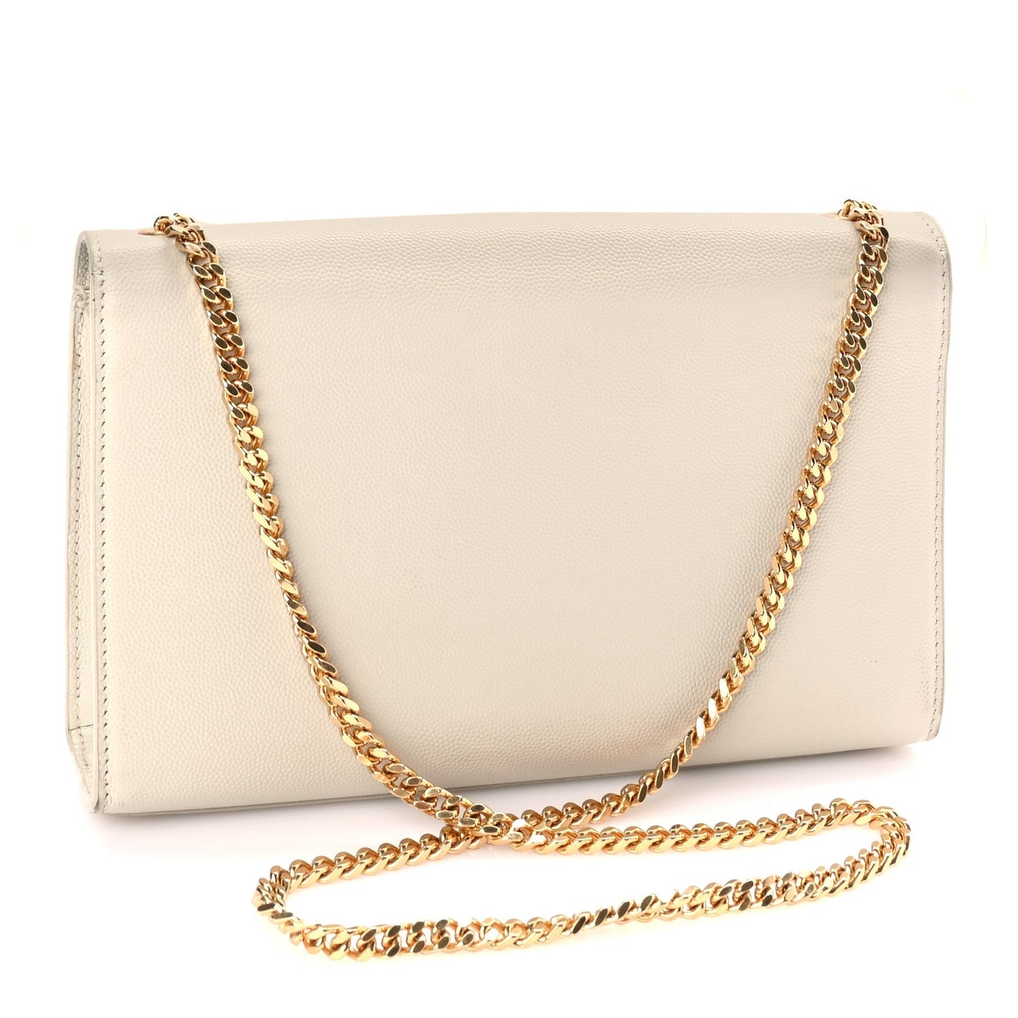 Saint Laurent Grain De Poudre Calfskin Medium Classic Monogram Kate Tassel Satchel Crema Soft