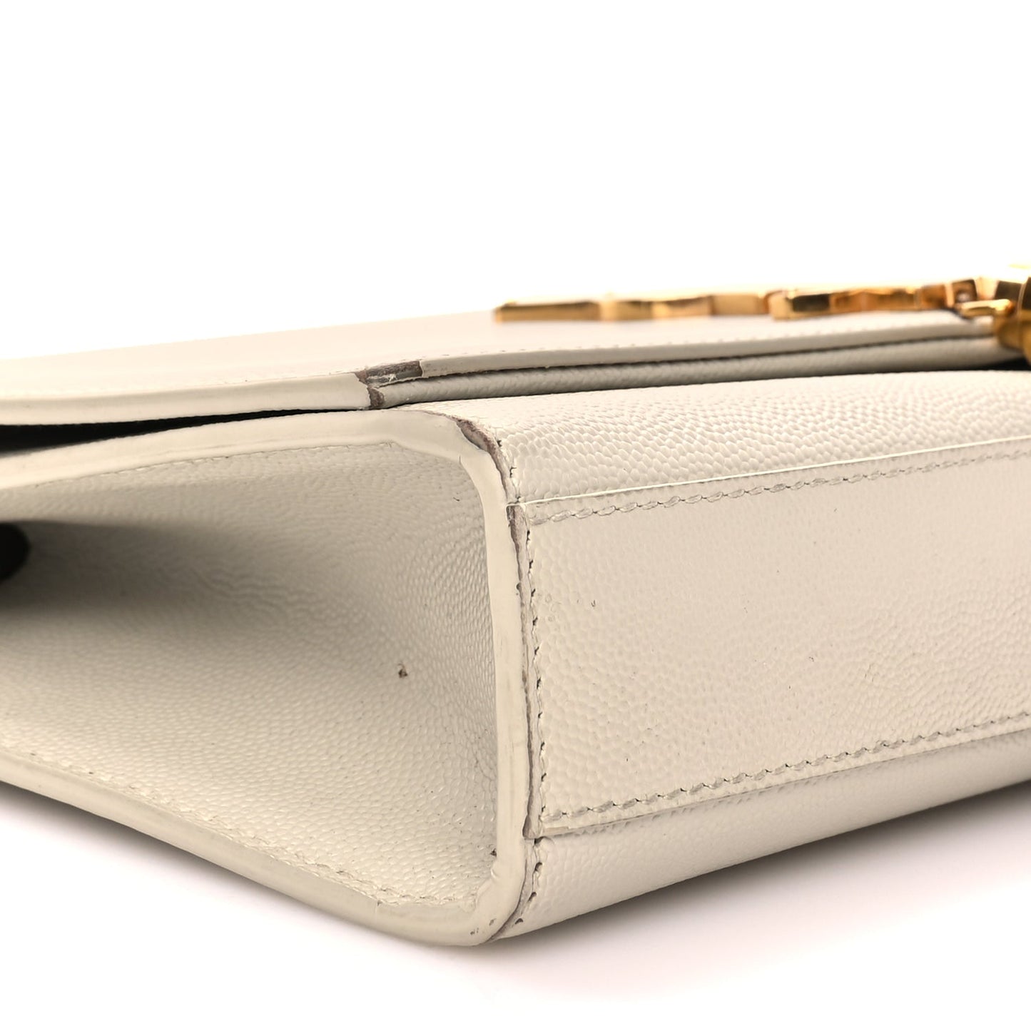 Saint Laurent Grain De Poudre Calfskin Medium Classic Monogram Kate Tassel Satchel Crema Soft