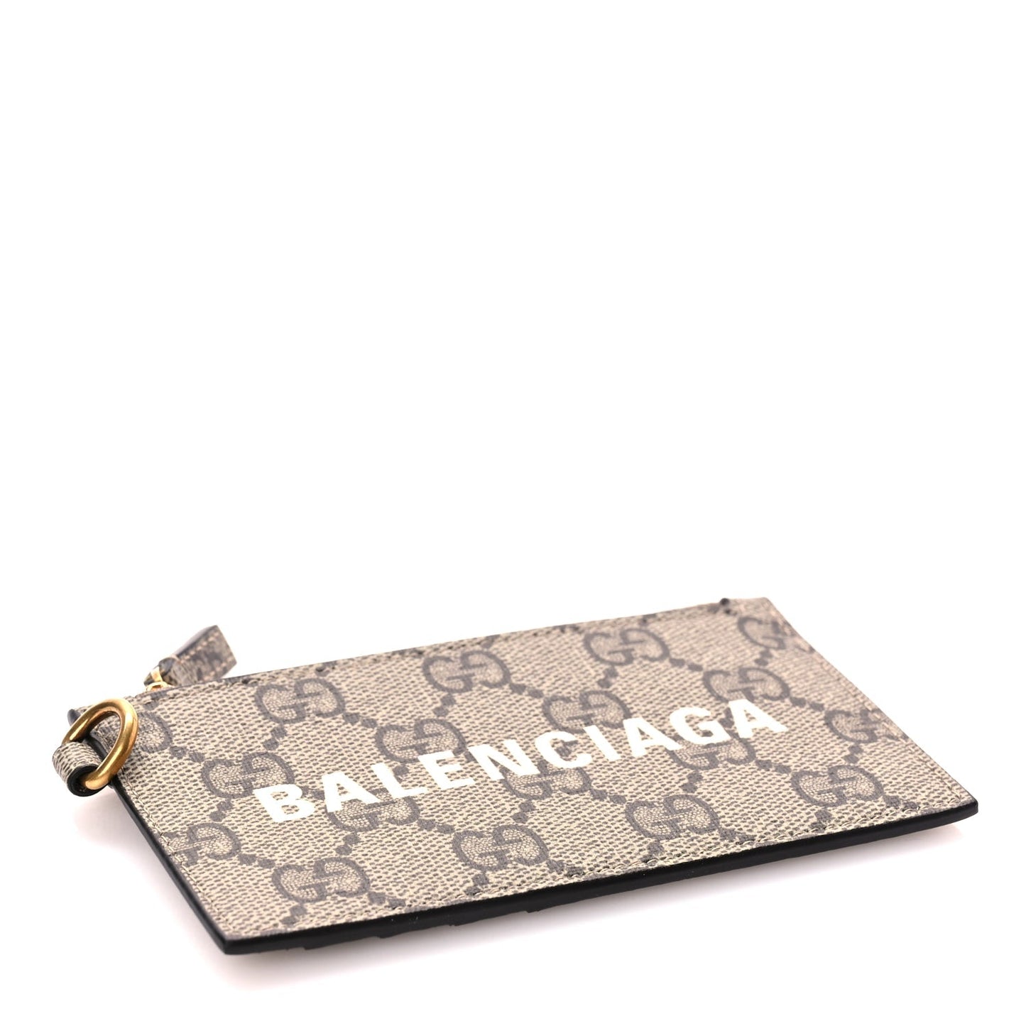 Gucci X BALENCIAGA GG Supreme Monogram Logo Card Case With Strap Beige Ebony