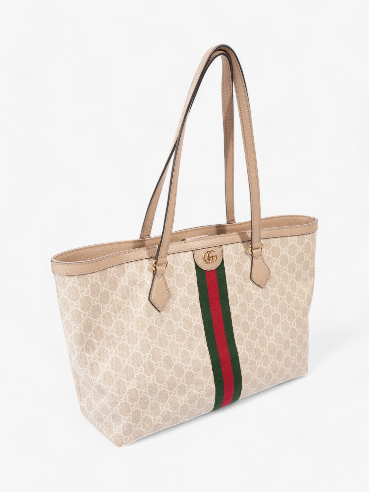 Gucci Ophidia Tote Bag Beige / White / Green Canvas Medium