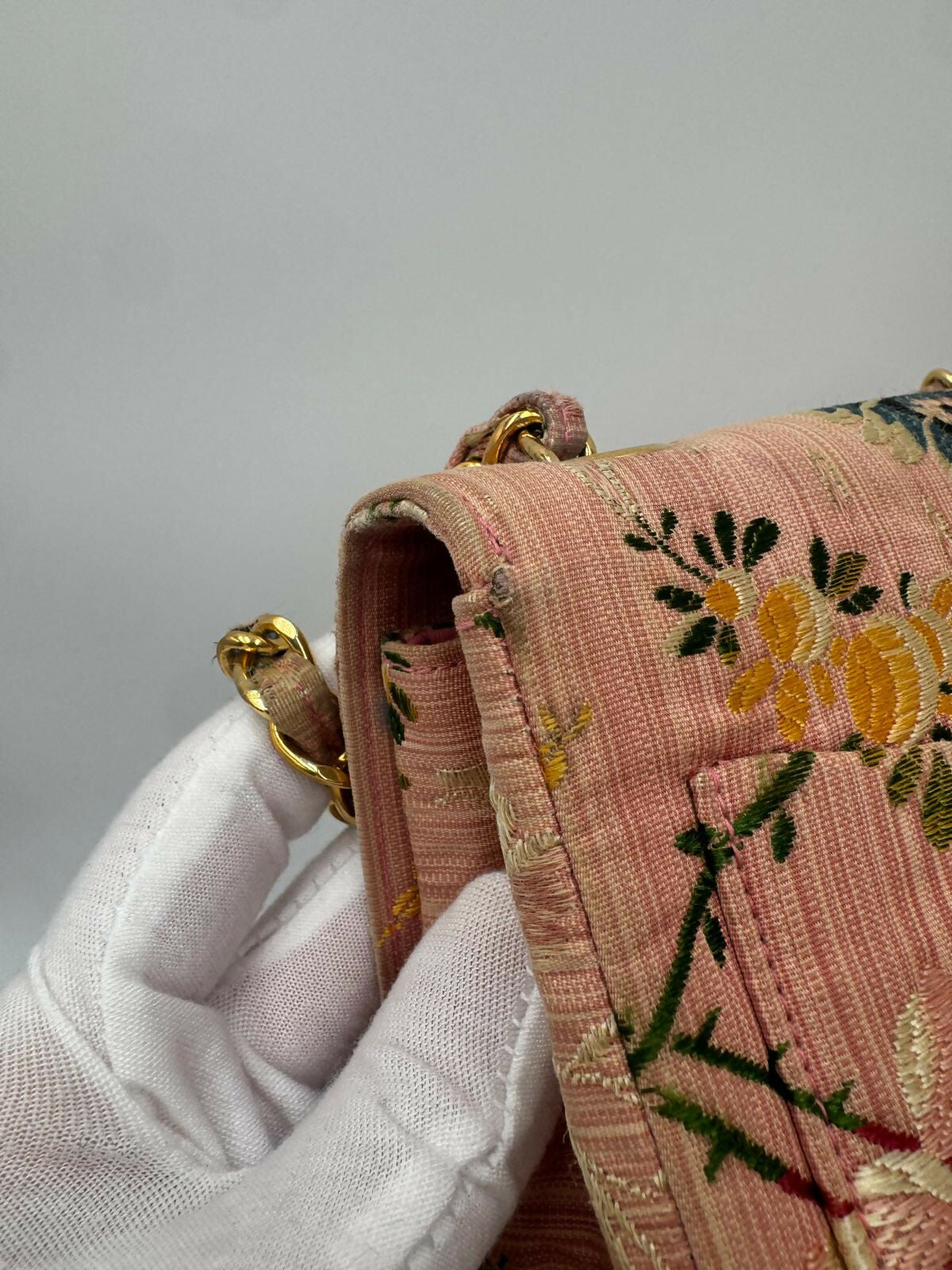Chanel  Pink Brocade Mini Square