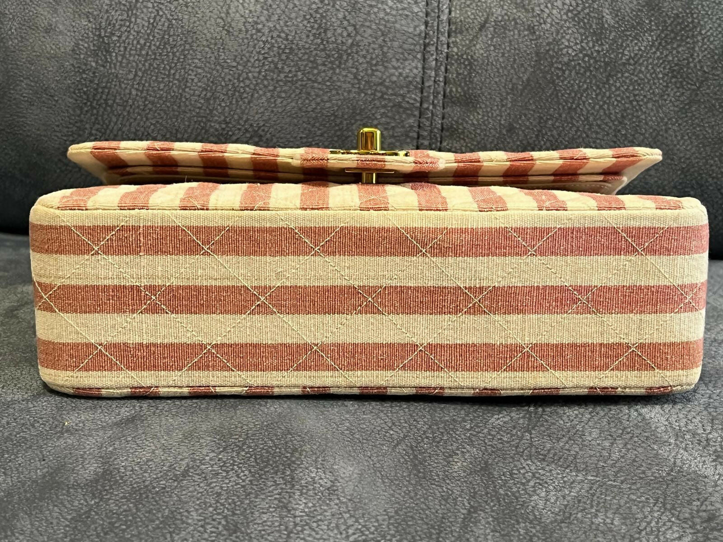 Chanel  Striped Linen Classic Flap Bag