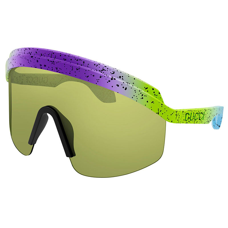 Gucci Sunglasses Shield Semi Rim, Violet Shaded Green Frame and Light Green Lens GG1477S001