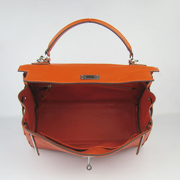 Luxury Hermes Kelly 32cm Togo Leather 6108 Orange Silver