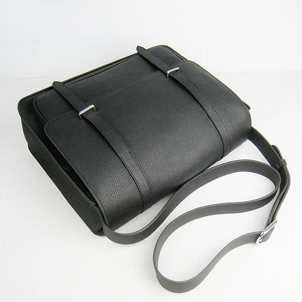 Luxury Hermes Steve H2812 Shoulder Bag Cow Leather Black