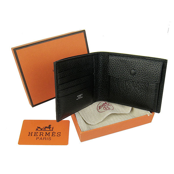 Luxury Hermes Wallet H014 Cow Leather Black