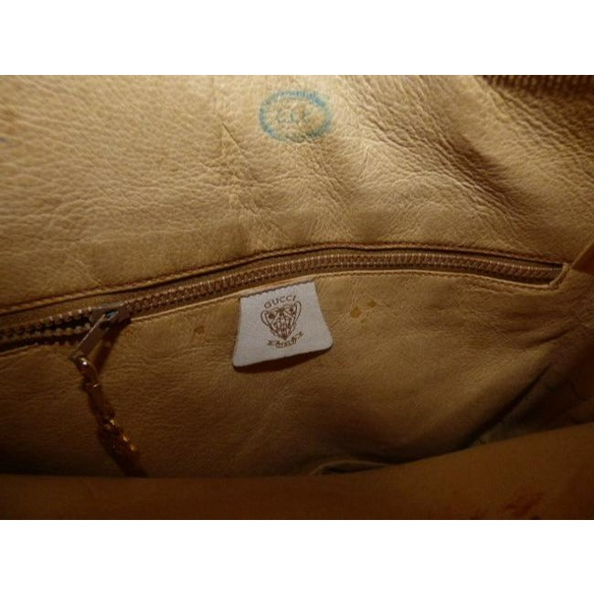 Gucci Vintage Camel Leather With Ivory Accents Satchel