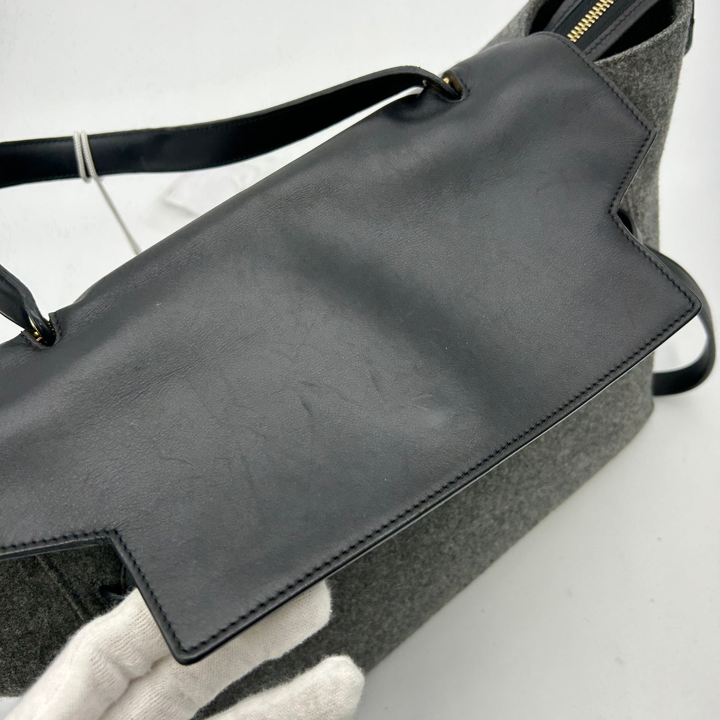 Luxury CELINE Felt Calfskin Small Belt Bag Grey Black LA17371