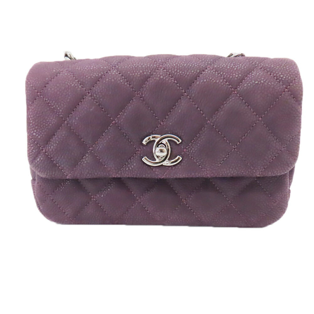Chanel Caviar Skin Mini Matelassé Chain Shoulder Bag Classic Flap
