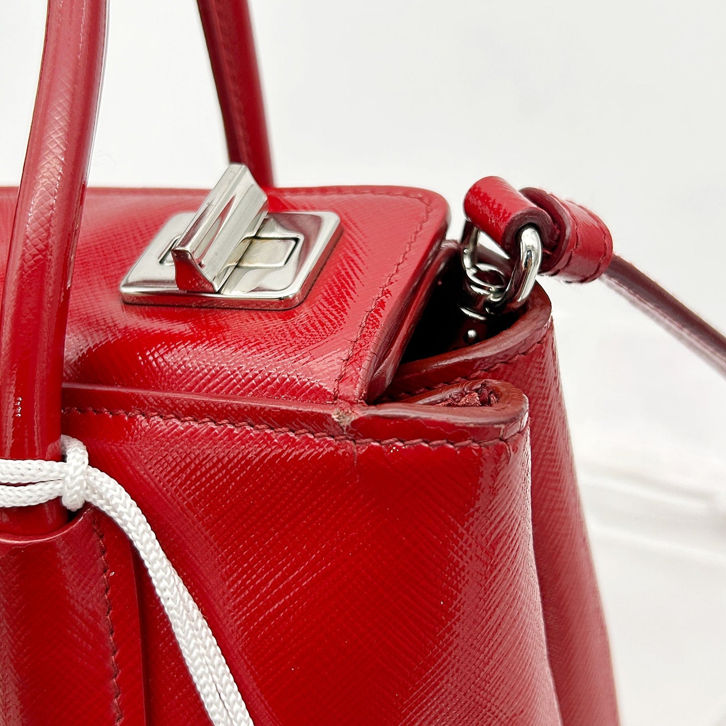 Prada Red Saffiano Vernice Satchel Leather Patent leather LA9717