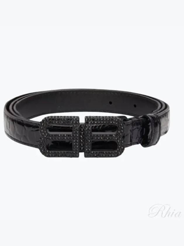 Luxury Balenciaga Trending 2026 BB Hourglass Leather Belt Black