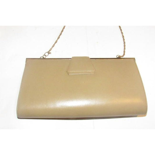 Gucci W Two Way Purse Logo And Chain Strap Camel Leathergold G Accent Clutch