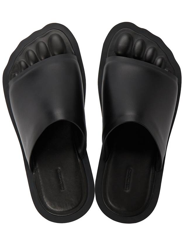 Luxury Balenciaga Trending 2026 Leather Slippers Black