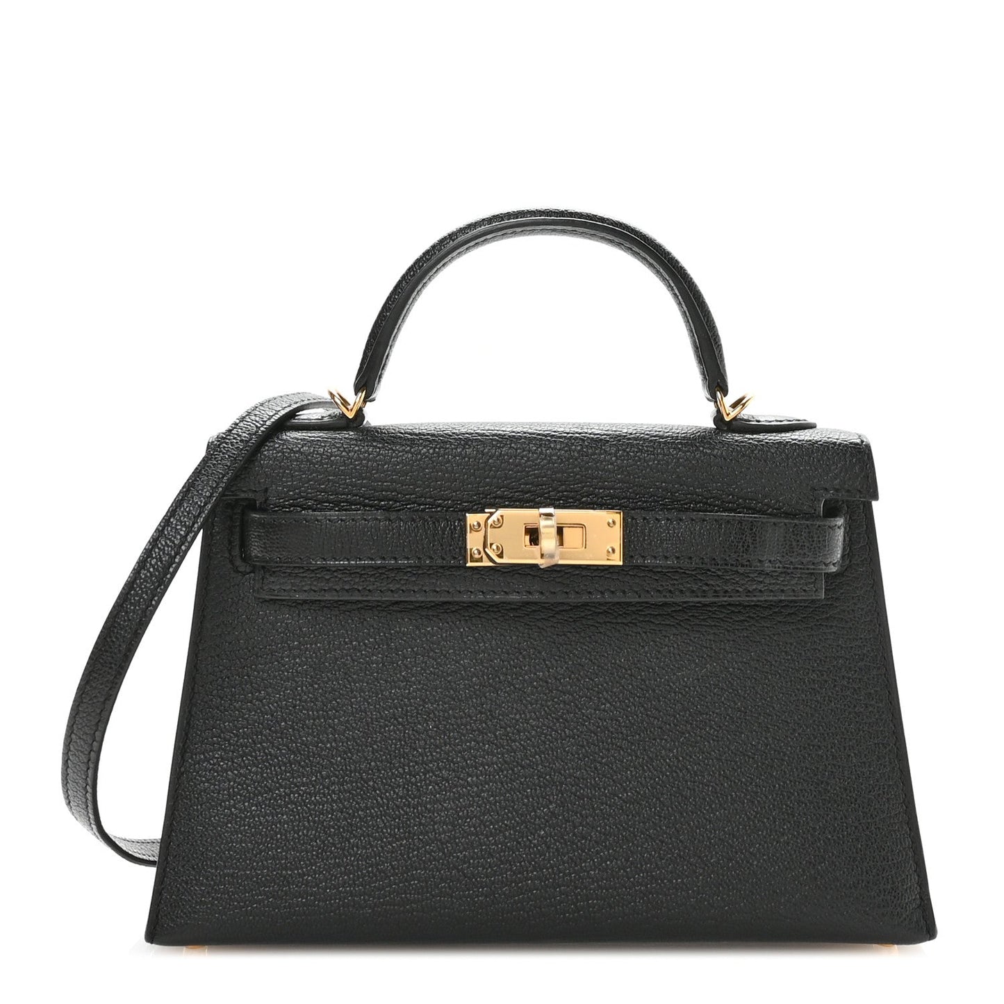 Hermes Chevre Mysore Horseshoe Mini Kelly Sellier 20 Black