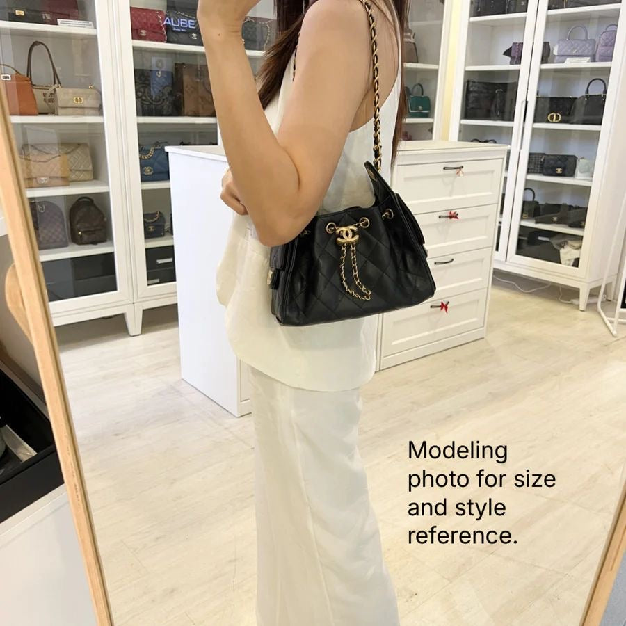 [LN - Local Full Set - Nov 2025] Chanel 25 Mini Hobo Bag in Black Caviar and AGHW (Model: AS5631)