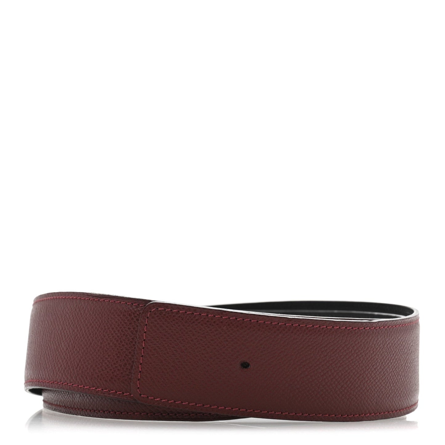 Hermes Epsom Box 42mm Belt Strap 95 38 Black Rouge Grenat