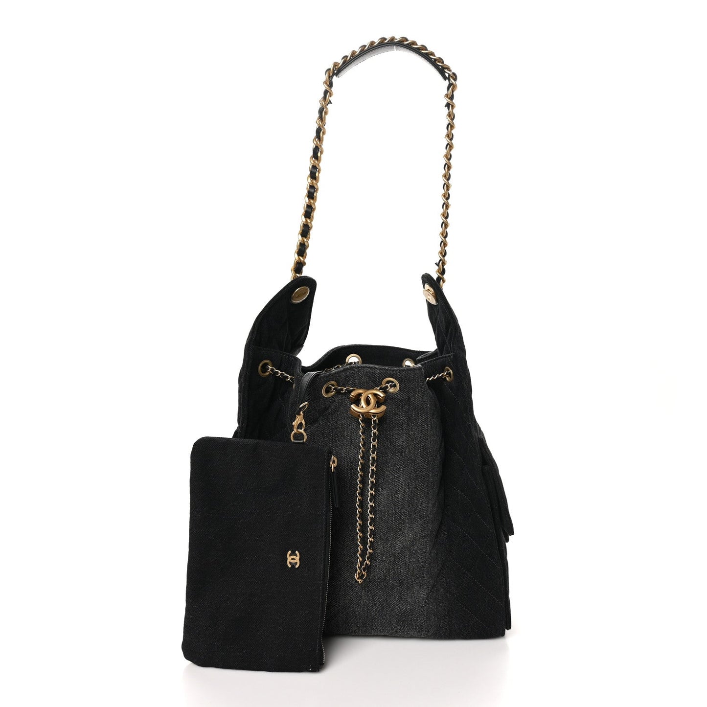 Washed Quilted Medium Chanel 25 Handbag Black