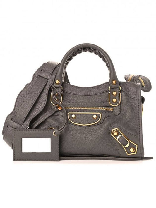 Luxury Balenciaga Trending 2026 Metallic Edge Mini City Tote Bag Grey