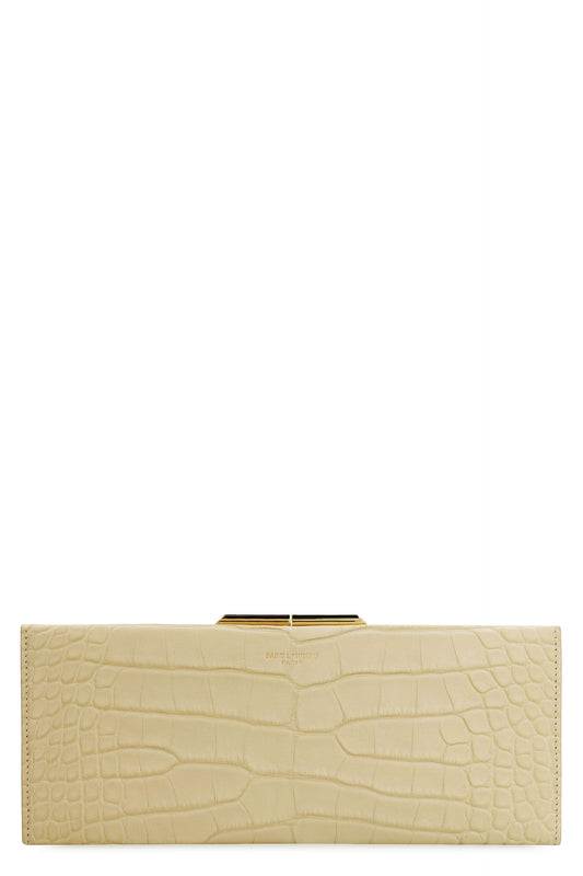 Luxury Saint Laurent Trending 2025 Women's Midnight Leather Clutch in Ivory | 697655L1Q0K Color 9733