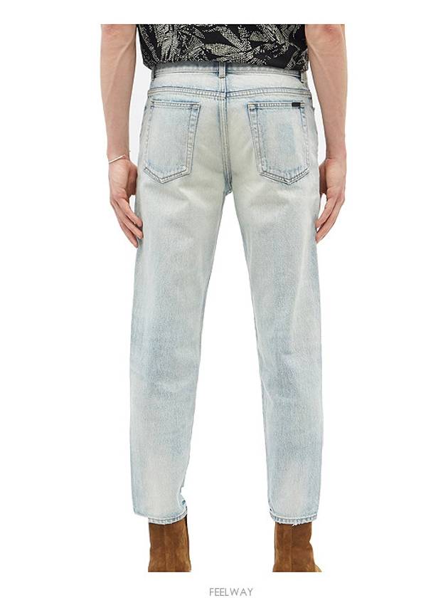 Luxury Saint Laurent Trending 2025 Men's Carrot Fit Denim Jeans Light Blue