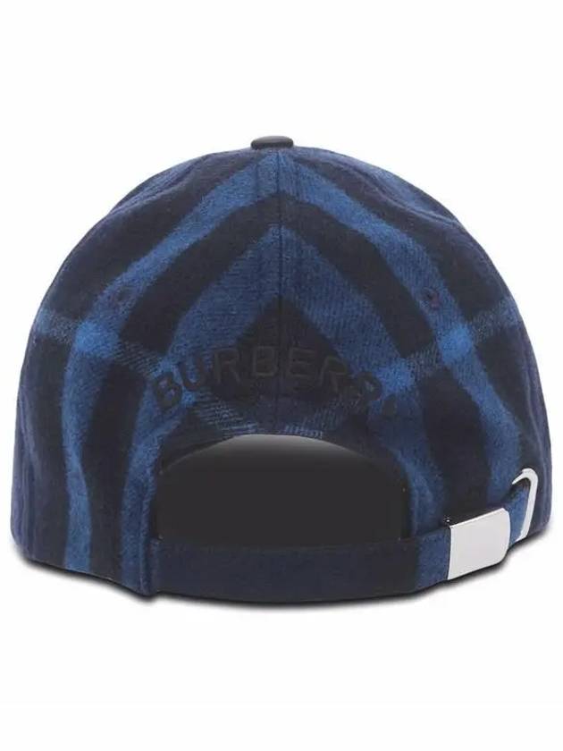 Luxury Burberry Check Pattern Wool Ball Cap Blue
