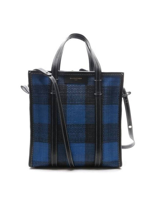 Luxury Balenciaga Trending 2026 Bazar Check Tote Bag Blue