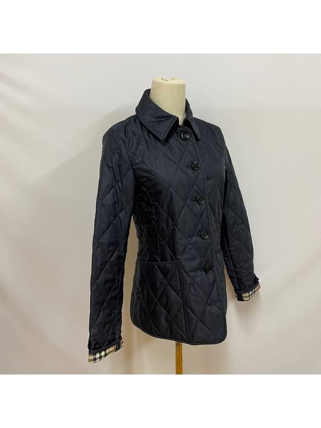 Luxury Burberry WoMen's Diamond Quilted Thermoregulated Check Jacket Midnight
