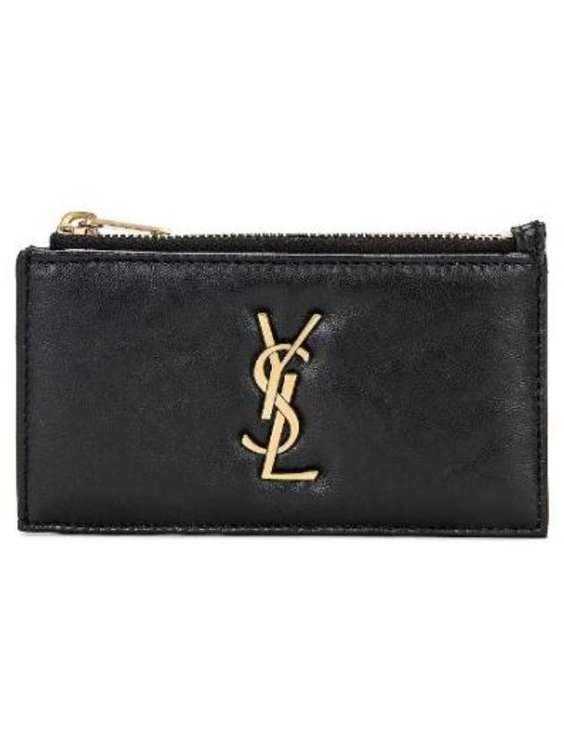 Luxury Saint Laurent Trending 2025 Cassandre Zipped Card Wallet Black