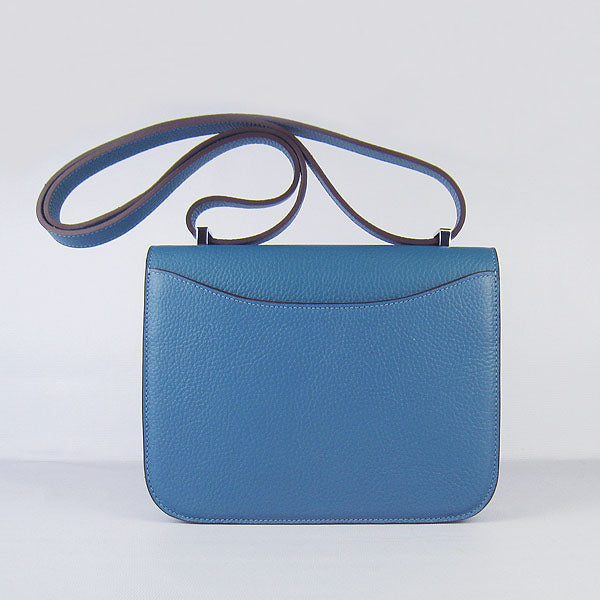 Luxury Hermes Constance Cowskin Leather Bag H017 blue silver