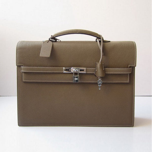 Luxury Hermes Briefcases H269 Unisex Grey Handbag