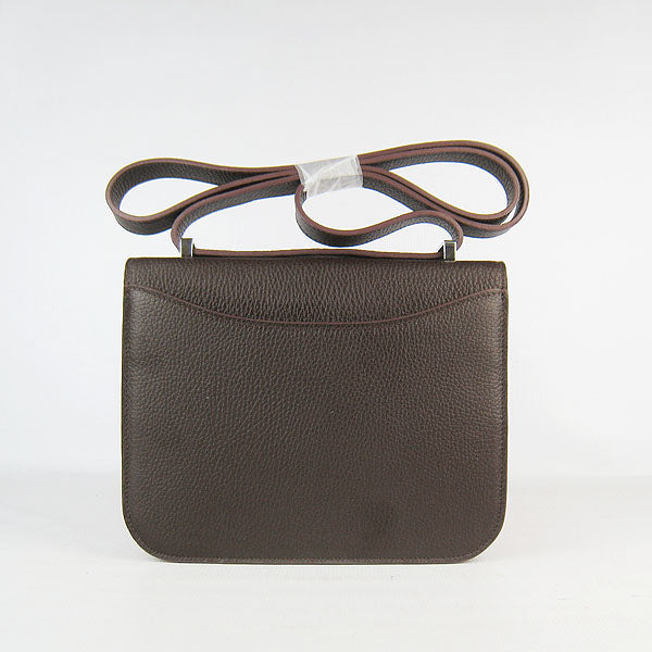 Luxury Hermes Constance Cowskin Leather Bag H017 dark coffee silver