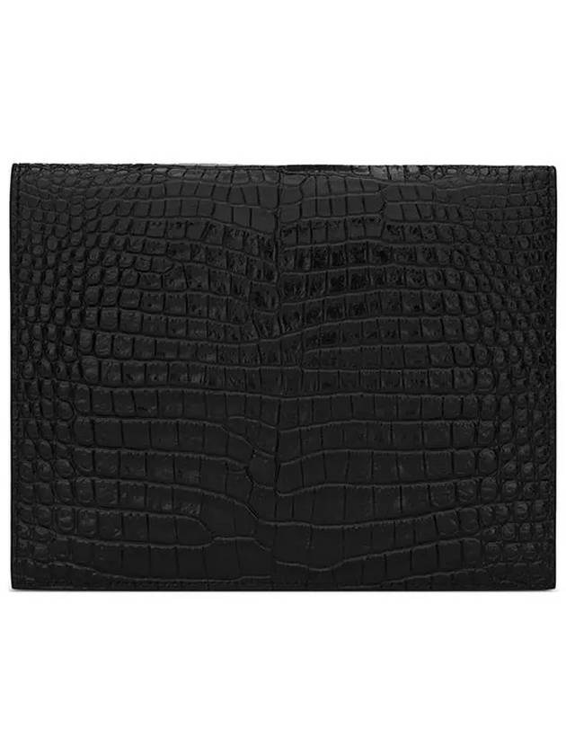 Luxury Saint Laurent Trending 2025 Crocodile Uptown Pouch Bag Black