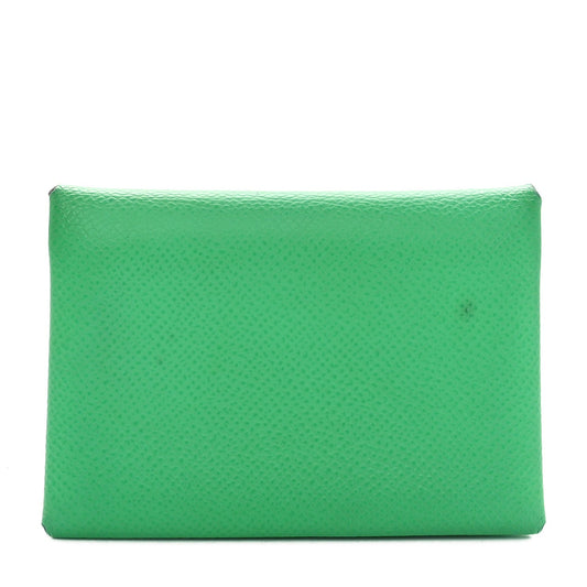 Hermes Epsom Verso Calvi Duo Card Case Vert Comics Vert Fizz