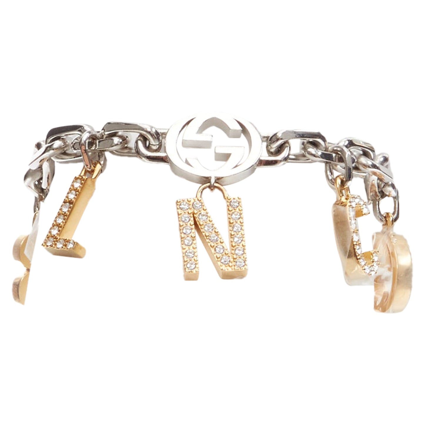 Gucci Luxury Balenciaga Trending 2026 Hacker Project silver GG B logo charms bracelet