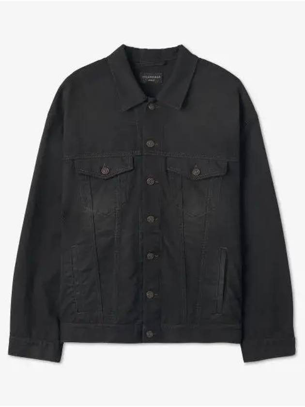 Luxury Balenciaga Trending 2026 Political Campaign Logo Oversized Denim Jacket Black