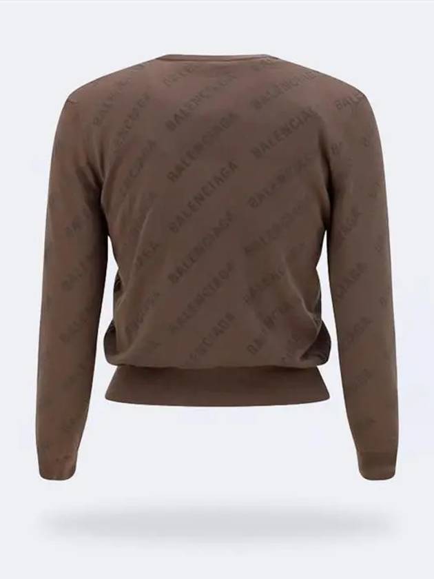 Luxury Balenciaga Trending 2026 All-Over Logo Print Cotton Crop Cardigan Beige