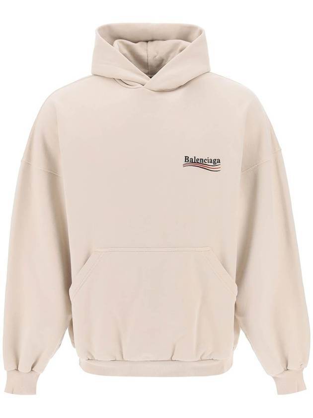 Luxury Balenciaga Trending 2026 Embroidered Logo Cotton Hoodie Beige