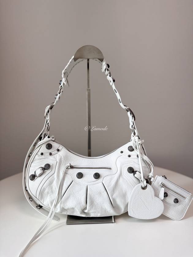 Luxury Balenciaga Trending 2026 Le Cagole Small Leather Shoulder Bag White