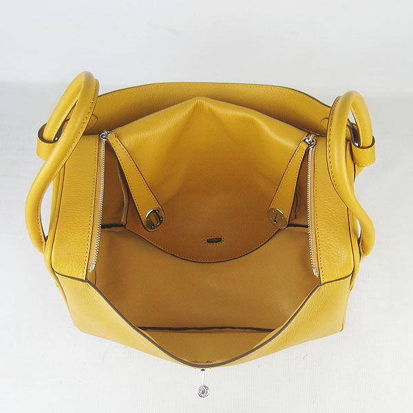 Luxury Hermes Lindy 34cm handbag 6208 yellow Silver